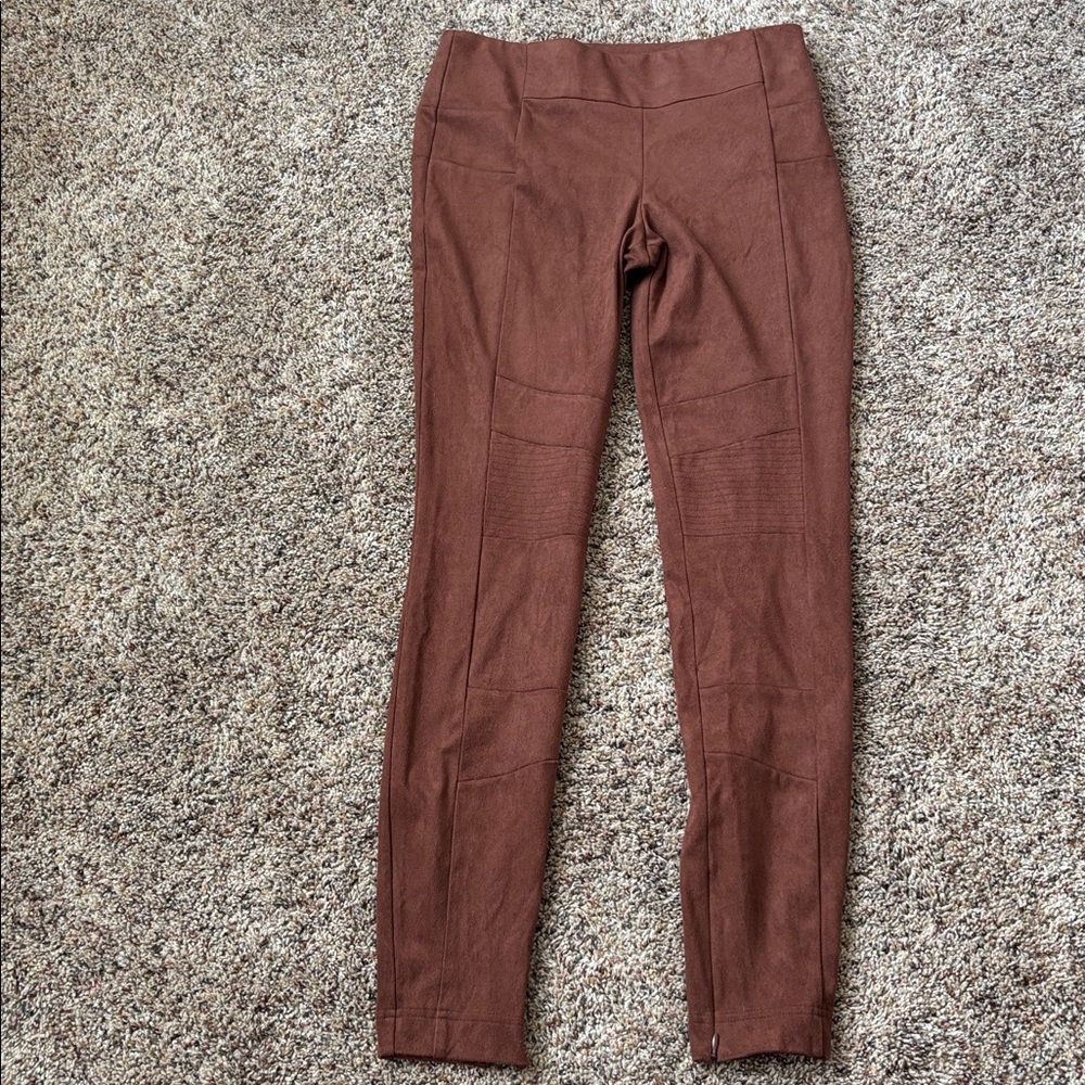 Sundance Catalog Lux Dream Faux Suede Leggings Moto Zip Ankle Pants 2
